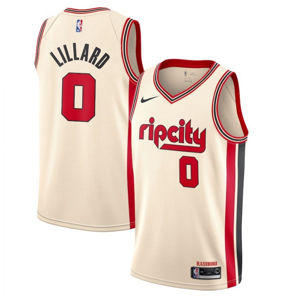 Men's Portland Trail Blazers Damian Lillard Cream 2019/20 Swingman Jersey - City Edition-Pro Kit Vault | Brand New 26/27 Sports Jerseys